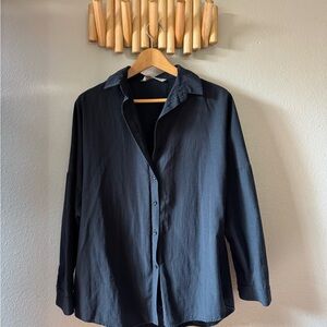 Black Lightweight Casual Shirt Jacket